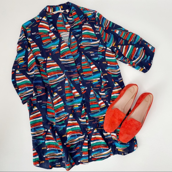 3 for $15 Soft Surroundings Sail Away Colorful Tunic Top Button Nautical Shirt - Picture 2 of 7